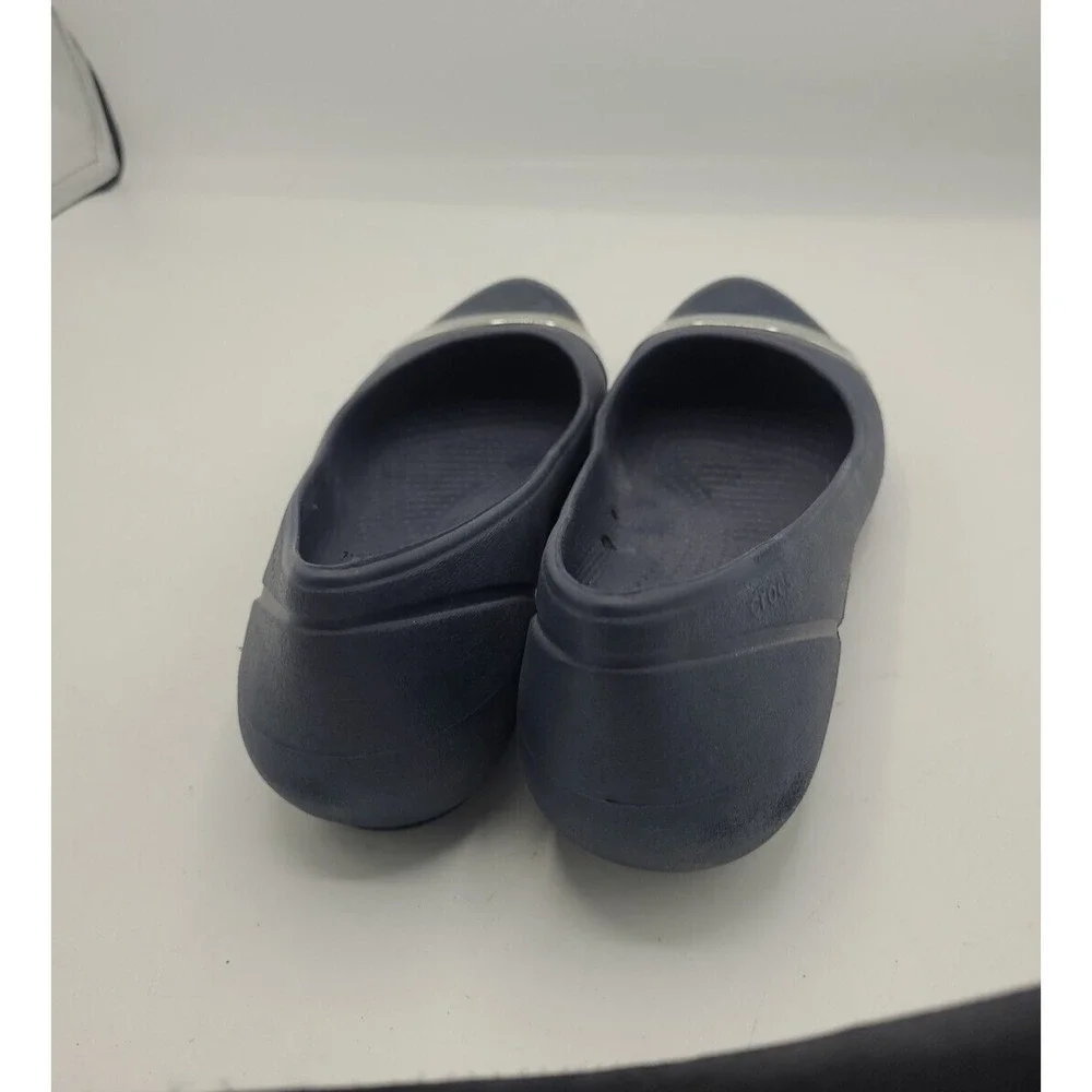 Crocs Black Cap‎ Toe Mirror Slip On Comfort Casual Ballet Flats Womans Size 8